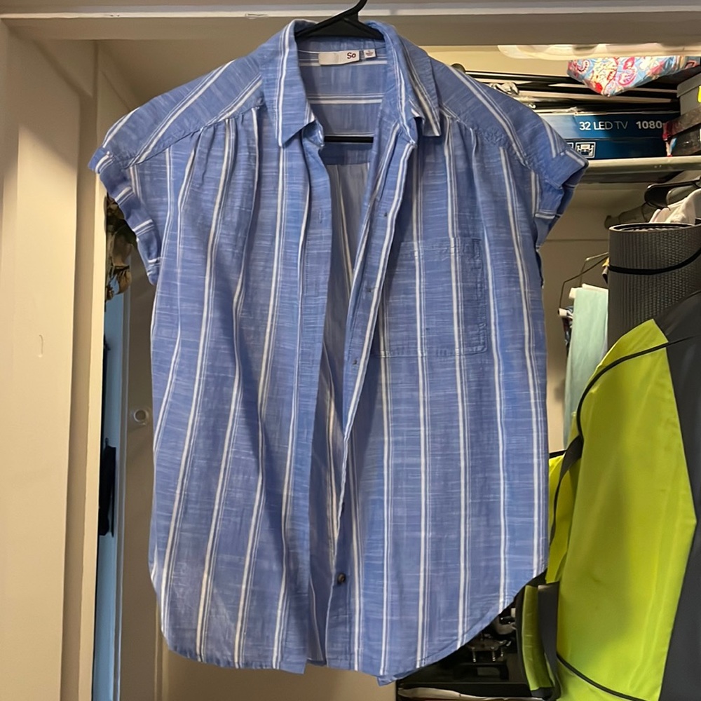 Blue short sleeve button up